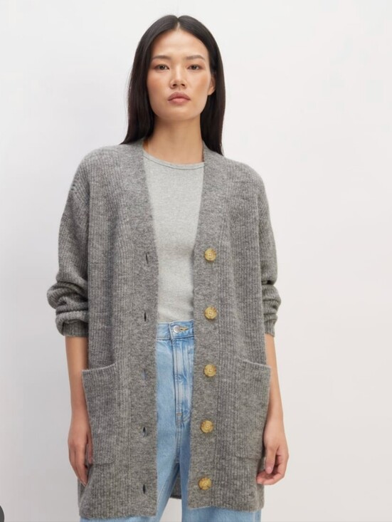debut Sweaters - Debut Oversized Heathered Gray  Pocket Cardigan